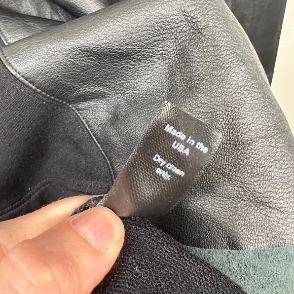 Michael Stars Asymmetric Leather Jacket Size Large Black Draped Mixed Material - Picture 9 of 9